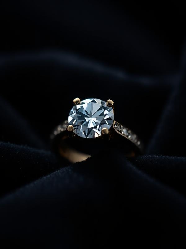 Luxury diamond ring on dark velvet
